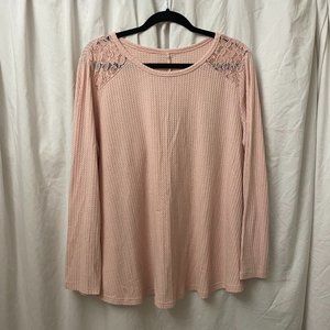 Light Pink Lace and Waffle Knit Shirt